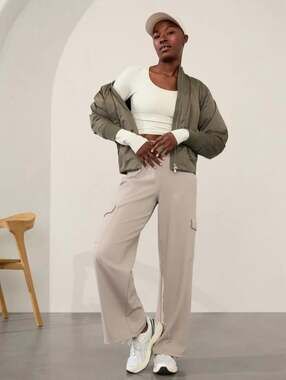 Athleta Women's Venice Cargo Wide-Leg Pants in Light Taupe Size S/P